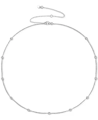Diamond Bezel Necklace (1/10 ct. t.w.) Sterling Silver, 14k Gold-Plated Silver or Rose