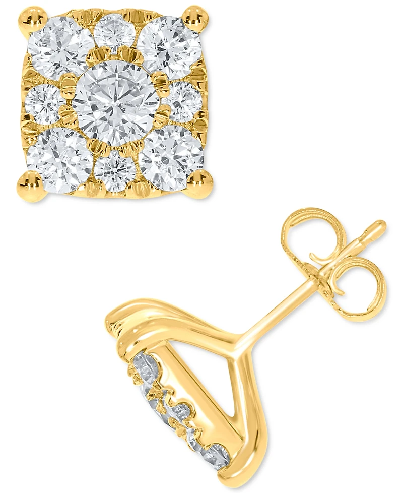 Diamond Square Cluster Stud Earrings (2 ct. t.w.)