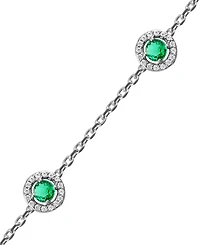 Sapphire (7/8 ct. t.w.) & Diamond (1/4 Halo Chain Link Bracelet 14k White Gold (Also Ruby Emerald)