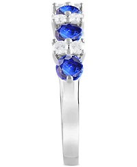Sapphire (1-1/2 ct. t.w.) & Diamond (1/3 Stacking Band 14k White Gold (Also Emerald Ruby)