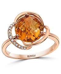 Effy Citrine (3-1/6 ct. t.w.) & Diamond (1/20 ct. t.w.) Statement Ring in 14k Rose Gold