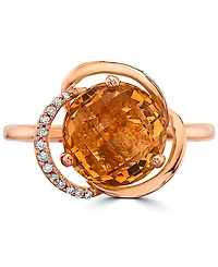 Effy Citrine (3-1/6 ct. t.w.) & Diamond (1/20 ct. t.w.) Statement Ring in 14k Rose Gold