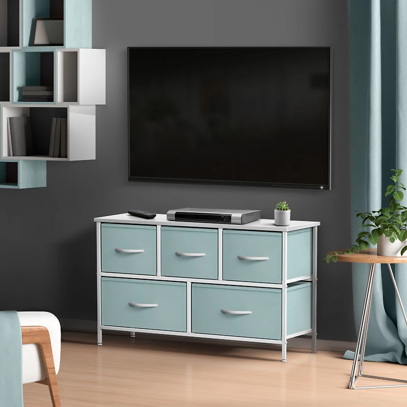 Sorbus 5 Drawers Dresser- Storage Unit with Steel Frame, Wood Top, Fabric Bins - for Bedroom, Closet