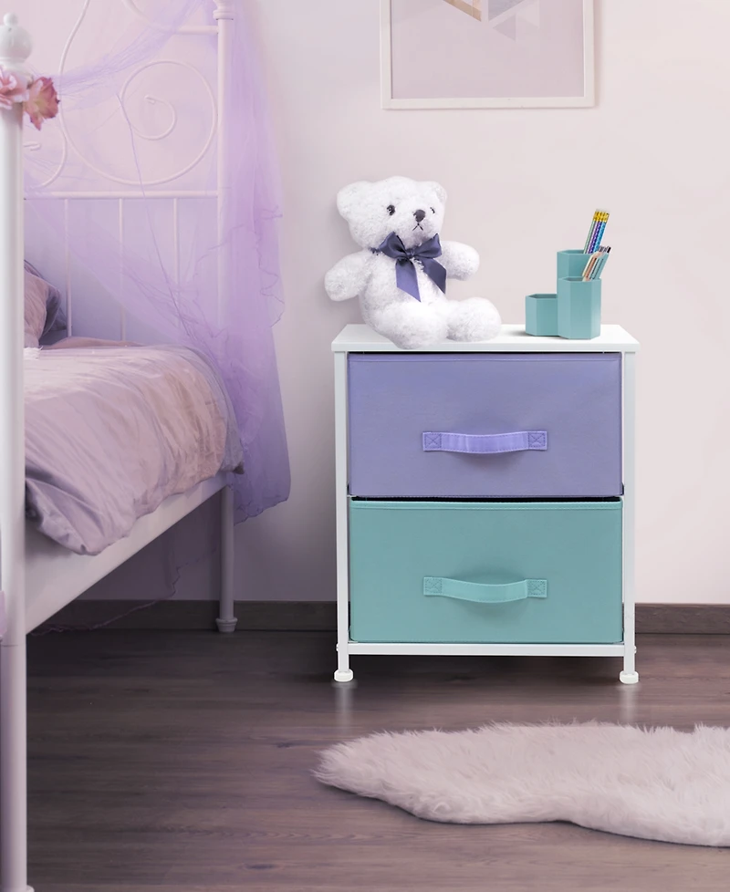 Sorbus Nightstand with 2 Drawers - Steel Frame, Wood Top & Easy Pull Fabric Bins Great for Home, Bedroom