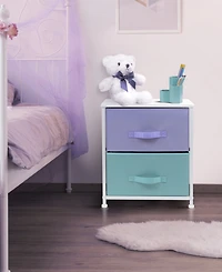 Sorbus Nightstand with 2 Drawers - Steel Frame, Wood Top & Easy Pull Fabric Bins Great for Home, Bedroom