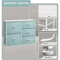 Sorbus Dresser with 5 Drawers - Storage Chest Organizer with Steel Frame, Wood Top, Handles