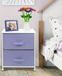 Sorbus Nightstand with 2 Drawers - Steel Frame, Wood Top & Easy Pull Fabric Bins - Great for Home, Bedroom
