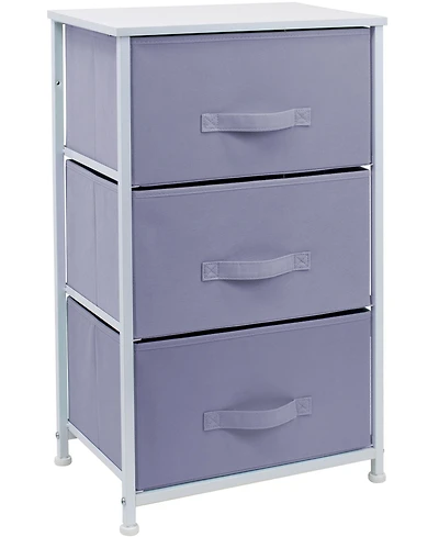 Sorbus Nightstand with 3 Drawers - Steel Frame, Wood Top & Easy Pull Fabric Bins - Perfect for Home, Bedroom