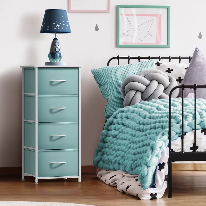 Sorbus 4 Drawers Chest Nightstand - Storage for Closet, Home, College Dorm Features Steel Frame, Wood Top