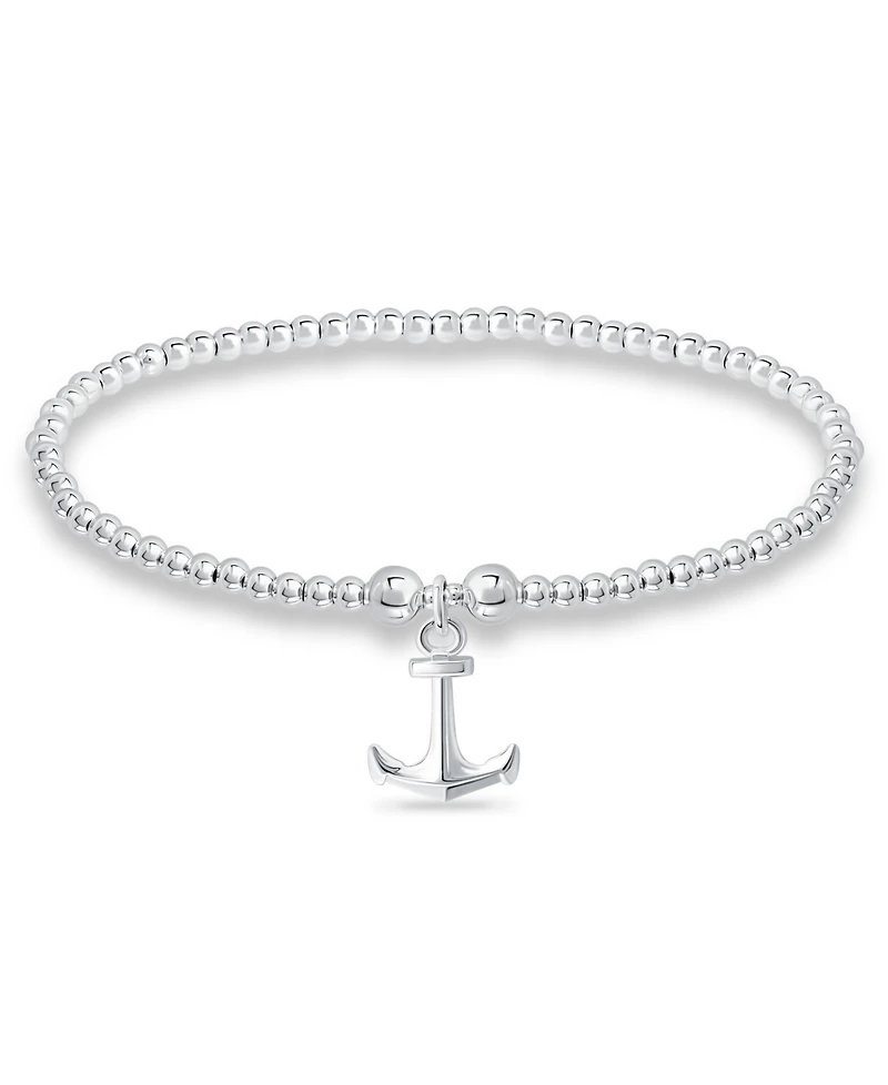 Bead Anchor Charm Bracelet in Silver Plate