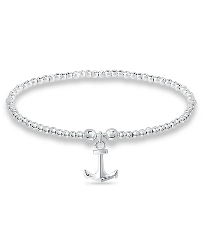 Bead Anchor Charm Bracelet in Silver Plate