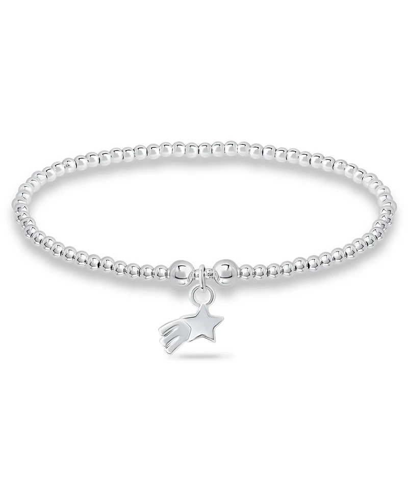 Bead Shooting Star Charm Bracelet in Silver Plate