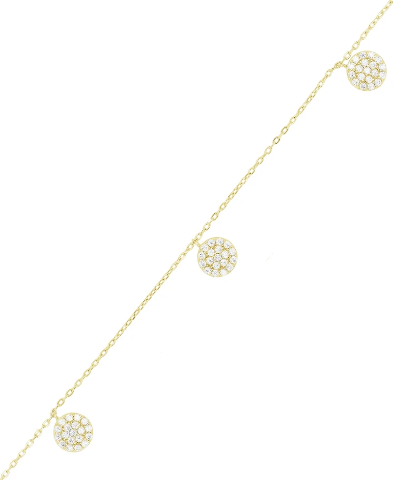 Cubic Zirconia Cluster Disc Dangle 17" Statement Necklace in Sterling Silver (Also in 14k Gold Over Silver)
