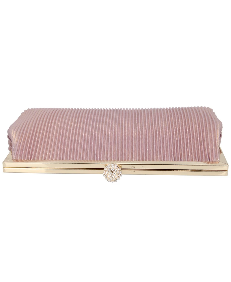 Women's Pleated Metallic Frame Clutch