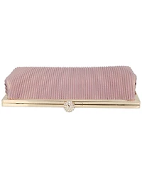 Women's Pleated Metallic Frame Clutch