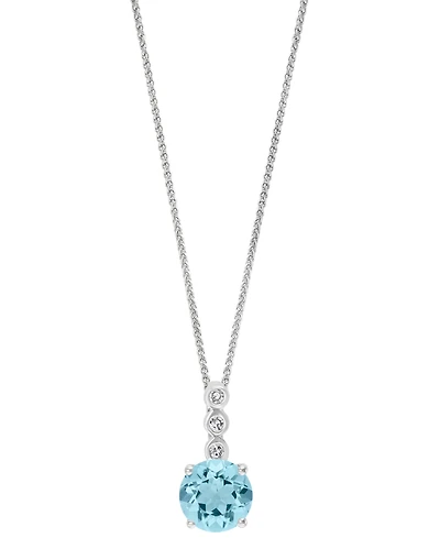 Aquamarine (3/4 ct. t.w.) & Diamond Accent 18" Pendant Necklace 14k White Gold (Also Morganite)