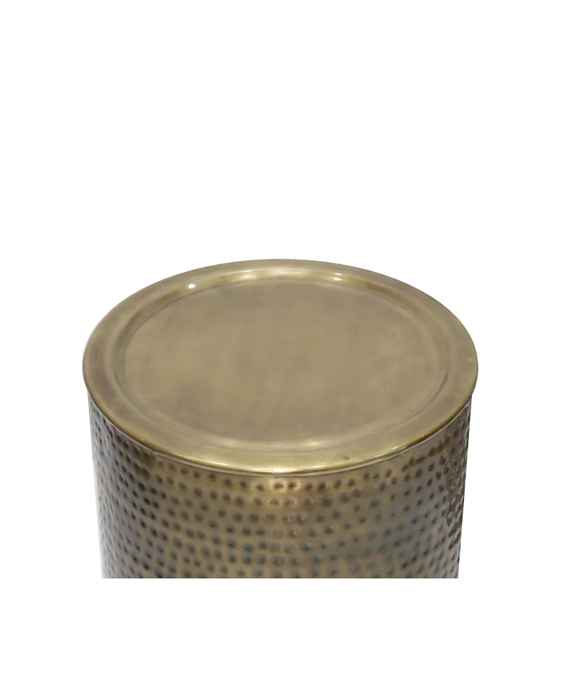 Simpli Home Corbin 16.1" Antique Gold Iron Wide Industrial Metal Side Table