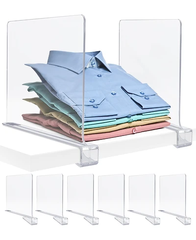 Sorbus 6 Clear Shelf Dividers - Great Organizer for Clothes, Linens, Purse Separators, Kitchen Cabinets & More