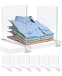 Sorbus 6 Clear Shelf Dividers - Great Organizer for Clothes, Linens, Purse Separators, Kitchen Cabinets & More