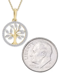 Wrapped Diamond Tree 20" Pendant Necklace (1/10 ct. t.w.) in 14k Yellow or Rose Gold, Created for Macy's