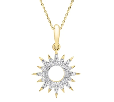 Wrapped Diamond Sun Pendant Necklace (1/10 ct. t.w.) 14k Gold Created for Macy's (Also available Black Diamond)
