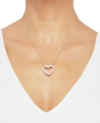 Cubic Zirconia Heart Pendant Necklace in Sterling Silver