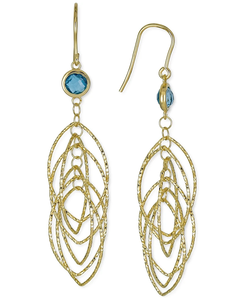 Amethyst Bezel Spiral Drop Earrings (1-5/8 ct. t.w.) 14k Gold-Plated Sterling Silver (Also Onyx & Sky Blue Topaz)