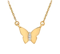 Wrapped Diamond Accent Butterfly 17" Pendant Necklace 14k Yellow, White or Rose Gold, Created for Macy's