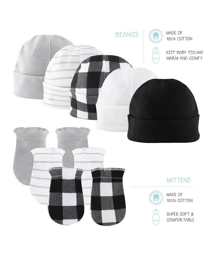The Peanutshell Newborn Baby Shower Gift Set for Boys or Girls, Baby Layette Essentials, Black, White