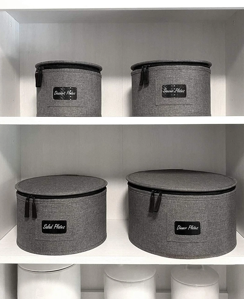 Sorbus 5-Piece Stackable Plate Carrier Set for Dinnerware, Plate Organization and Storage with Felt Plate Protector