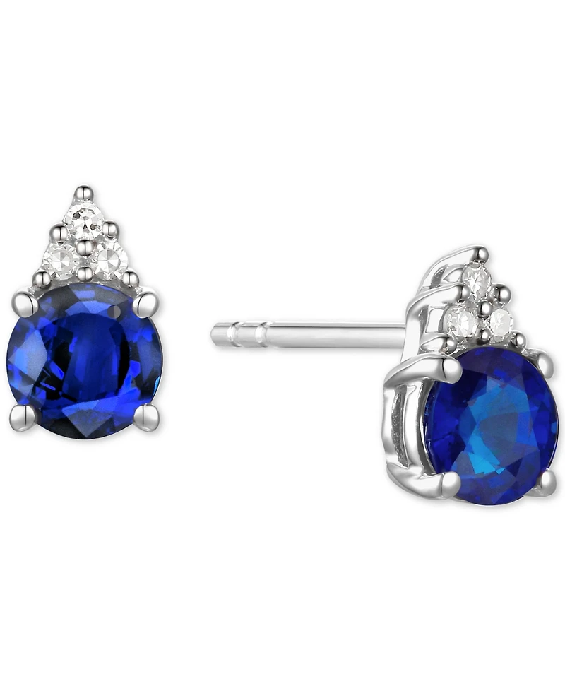 Sapphire (7/8 ct. t.w.) & Diamond Accent Stud Earrings 14k Yellow Gold (Also Emerald, Ruby, Morganite Tanzanite)