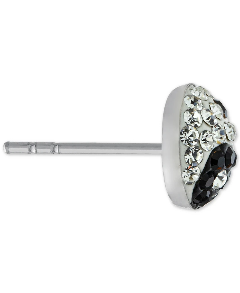 Crystal Pave Yin Yang Stud Earrings in Sterling Silver