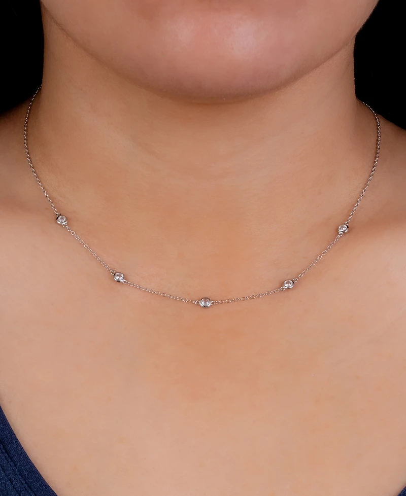 Cubic Zirconia Station Necklace, 16" + 2" extender, Macy's Exclusive