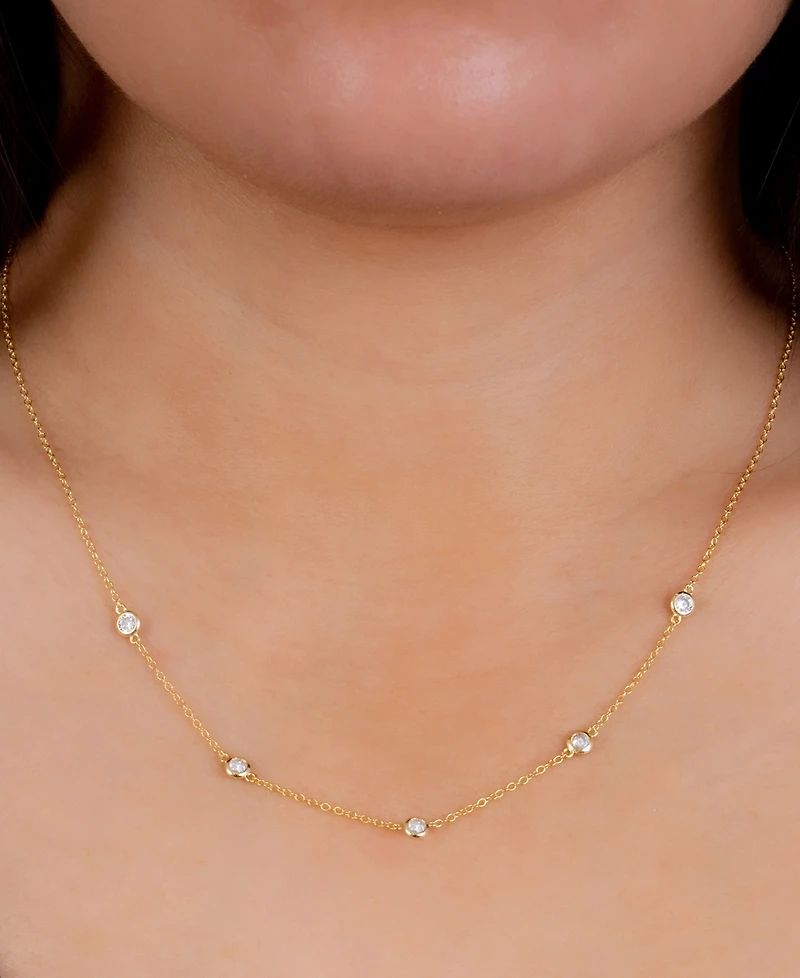 Cubic Zirconia Station Necklace, 16" + 2" extender, Macy's Exclusive