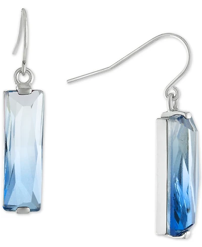 Ombre Crystal Rectangle Drop Earrings Sterling Silver