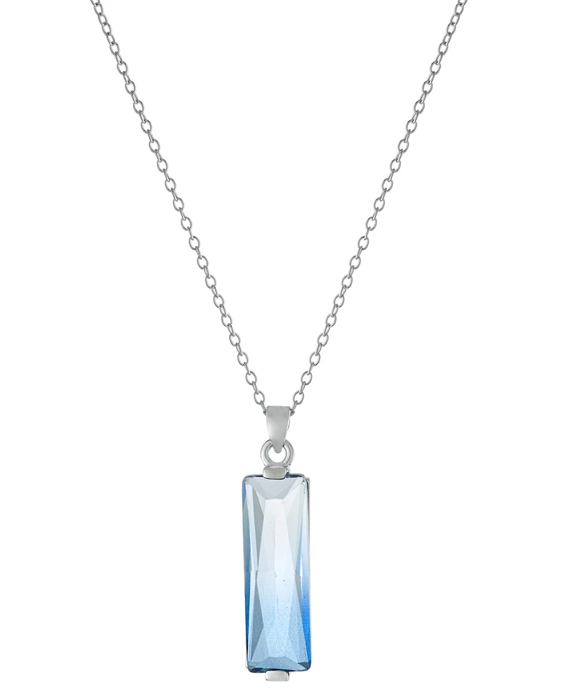 Ombre Crystal Rectangle Pendant Necklace in Sterling Silver, 16" + 2" extender, Macy's Exclusive