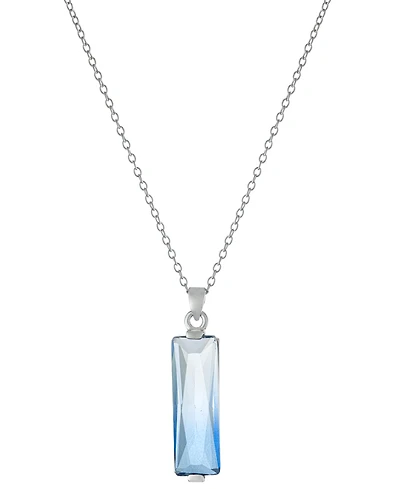 Ombre Crystal Rectangle Pendant Necklace in Sterling Silver, 16" + 2" extender, Macy's Exclusive