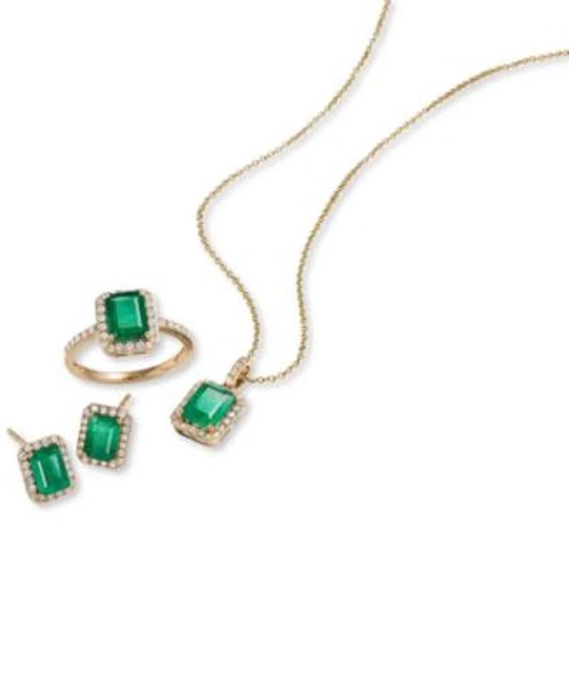 Effy Collection Emerald Diamond Pendant Necklace Stud Earrings Ring In 14k Gold Or 14k White Gold Created For Macys