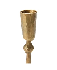 Tall Hand-Forged Metal Taper Holder, Antique-like Brass Finish