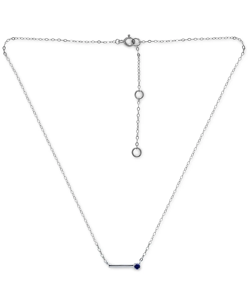 Giani Bernini Imitation Sapphire Polished Bar Necklace, 16" + 2" extender, (Also in Lab-Grown Ruby), Created for Macys