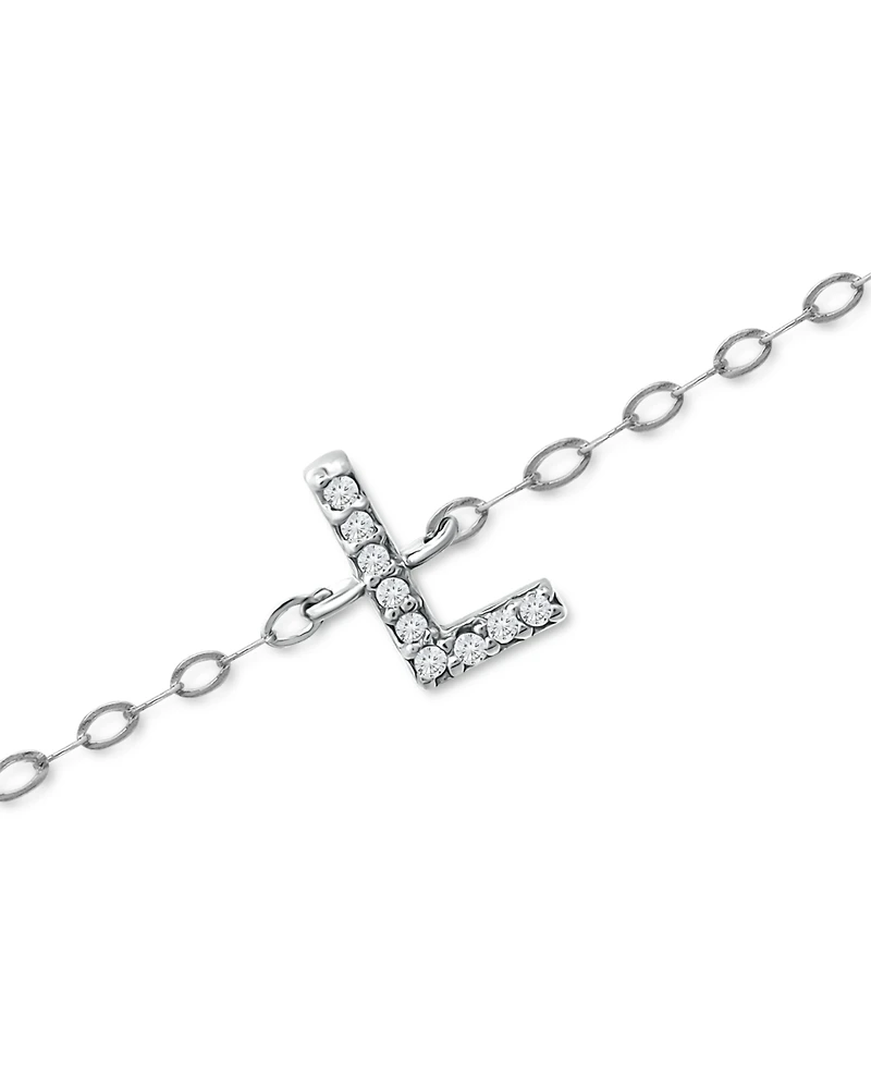 Giani Bernini Cubic Zirconia Initial Ankle Bracelet in Sterling Silver, Created for Macys