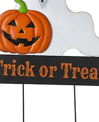 Glitzhome 32" H Lighted Halloween Metal Ghost Yard Stake or Hanging Decor