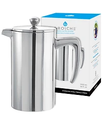 Grosche Dublin Stainless Steel Double Wall Insulated French Press, 34 fl oz Capacity
