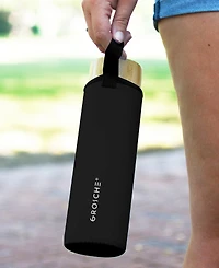 Grosche Venice Glass Water Bottle with Bamboo Lid and Protective Sleeve, 22.6 fl oz Capacity