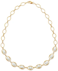 Cultured Freshwater Pearl (8-8-1/2mm) & White Topaz (1/2 ct. t.w.) 18" Statement Necklace in 14k Yellow Gold-Plated Sterling Silver