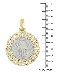 Diamond Hamsa Hand Chain Link Disc Pendant (1/2 ct. t.w.) in 10k Gold