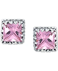 Giani Bernini Cubic Zirconia Princess Stud Earrings Sterling Silver, Created for Macy's