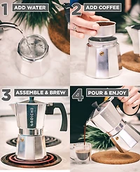 Grosche Milano Stovetop Espresso Maker Moka Pot 3 Espresso Cup Size 5 oz