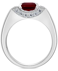 Effy Men's Rhodolite Garnet (3 ct. t.w.) & White Sapphire (1-3/8 ct. t.w.) Ring in Sterling Silver