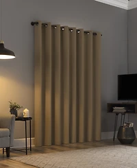 Cayden Grid Texture Draft Shield Fleece Insulated 100% Blackout Grommet Curtain Panel